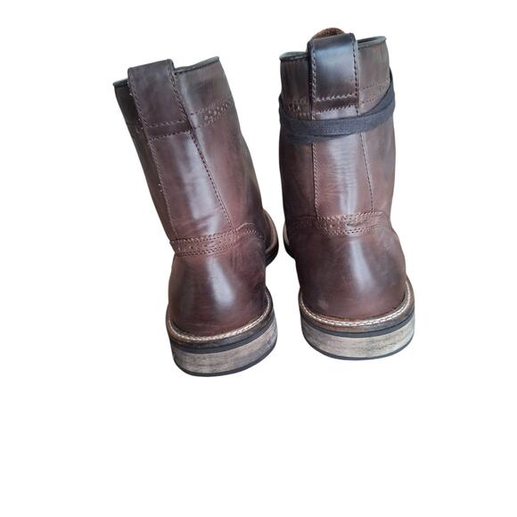 John Varvatos Mens size 13M Leather Brogue Lace-Up Wingtip Casual Preppy Boots - Picture 8 of 13